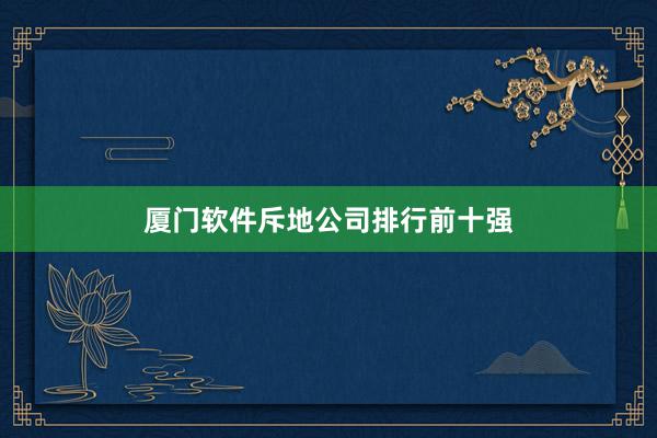 厦门软件斥地公司排行前十强